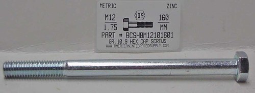 M12-1.75X160mm HEX HEAD CAP SCREW 10.9 STEEL ZINC D931