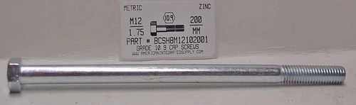 M12-1.75X200mm HEX HEAD CS 10.9 STEEL ZINC D931