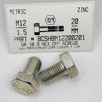 M12-1.50X20mm HEX HEAD CAP SCREW 10.9 STEEL ZINC D961