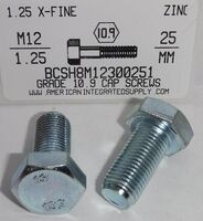 M12-1.25X25MM HEX HEAD CAP SCREW 10.9 STEEL ZINC D961
