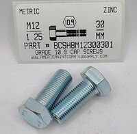 M12-1.25X30MM HEX HEAD CAP SCREW 10.9 STEEL ZINC D961