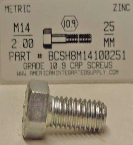 M14-2.00X25mm HEX HEAD CAP SCREW 10.9 STEEL ZINC D933
