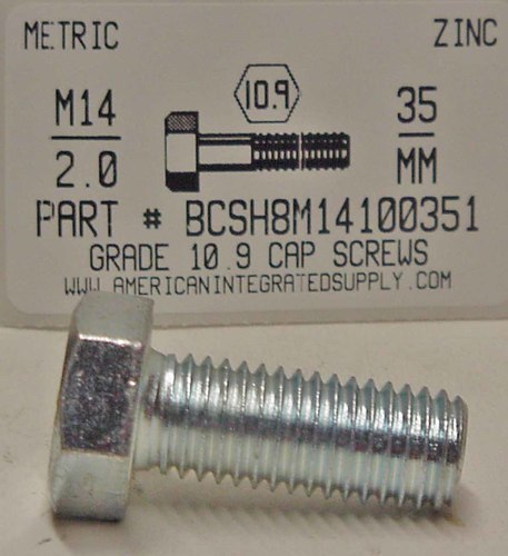 M14-2.00X35mm HEX HEAD CAP SCREW 10.9 STEEL ZINC D933