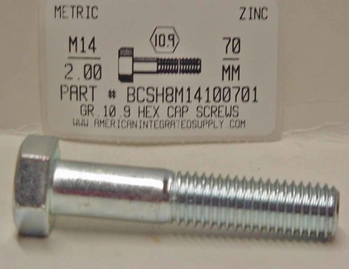 M14-2.00X70mm HEX HEAD CAP SCREW 10.9 STEEL ZINC D931