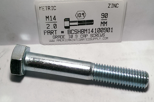 M14-2.00X90mm HEX HEAD CAP SCREW 10.9 STEEL ZINC D931