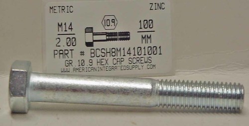 M14-2.00X100mm HEX HEAD CAP SCREW 10.9 STEEL ZINC D931