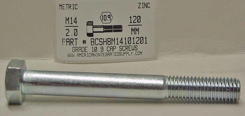 M14-2.00X120mm HEX HEAD CAP SCREW 10.9 STEEL ZINC D931