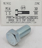 M14-1.50X30MM HEX HEAD CAP SCREW 10.9 STEEL ZINC D961