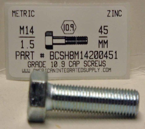 M14-1.50X45mm HEX HEAD CAP SCREW 10.9 STEEL ZINC D961
