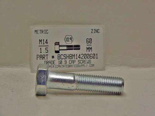 M14-1.50X60mm HEX HEAD CAP SCREW 10.9 STEEL ZINC D960