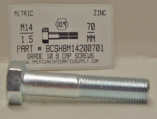M14-1.50X70mm HEX HEAD CAP SCREW 10.9 STEEL ZINC D960