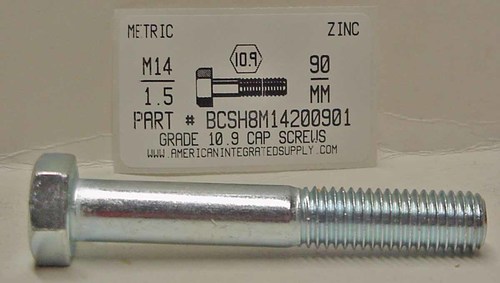 M14-1.50X90mm HEX HEAD CAP SCREW 10.9 STEEL ZINC D960
