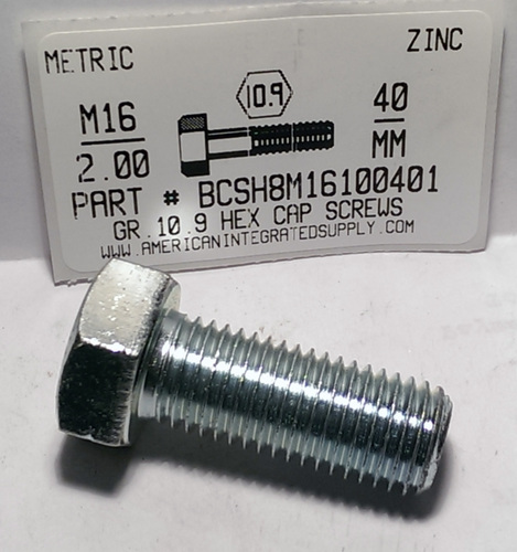 M16-2.00X40mm HEX HEAD CAP SCREW 10.9 STEEL ZINC D933