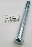 M16-2.00X160MM HEX HEAD CAP SCREW 10.9 STEEL ZINC D931