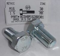 M16-1.50X30MM HEX HEAD CAP SCREW 10.9 STEEL ZINC D961
