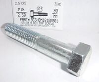 M18-2.50X90MM HEX HEAD CAP SCREW 10.9 STEEL ZINC D931
