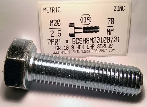 M20-2.50X70mm HEX HEAD CAP SCREW 10.9 STEEL ZINC D933