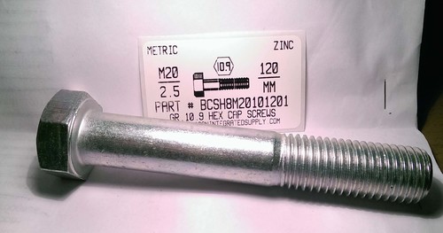 M20-2.50X120mm HEX HEAD CAP SCREW 10.9 STEEL ZINC D931