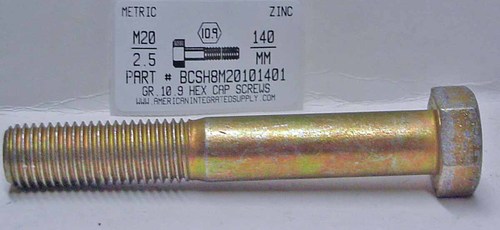 M20-2.50X140mm HEX HEAD CAP SCREW 10.9 STEEL ZINC D931
