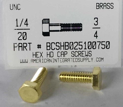 1/4-20X3/4 HEX HEAD CAP SCREW BRASS