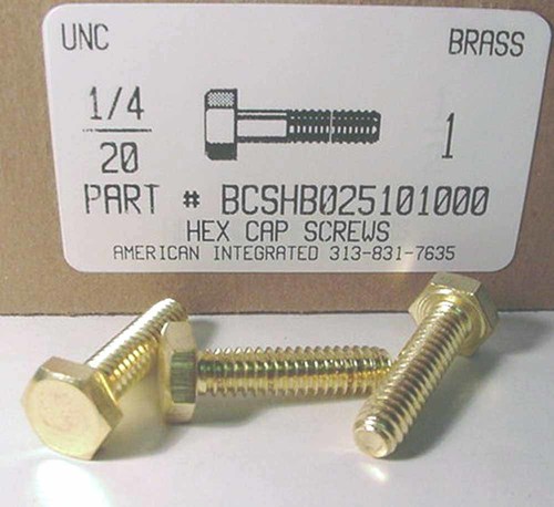 1/4-20X1 HEX HEAD CAP SCREW BRASS