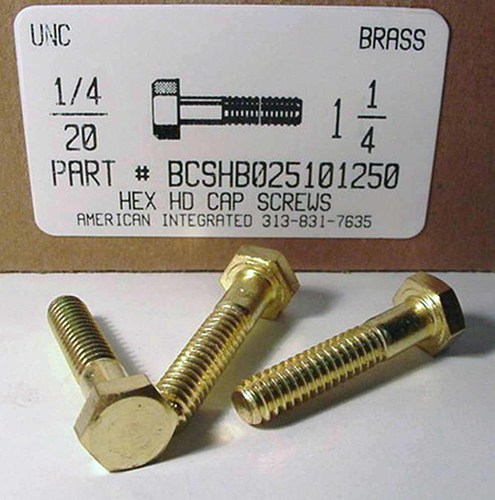 1/4-20X1-1/4 HEX HEAD CAP SCREW BRASS