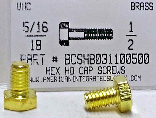 5/16-18X1/2 HEX HEAD CAP SCREW BRASS