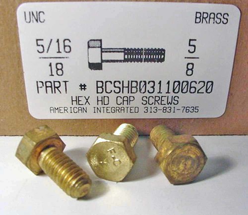 5/16-18X5/8 HEX HEAD CAP SCREW BRASS