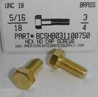 5/16-18X3/4 HEX HEAD CAP SCREW BRASS