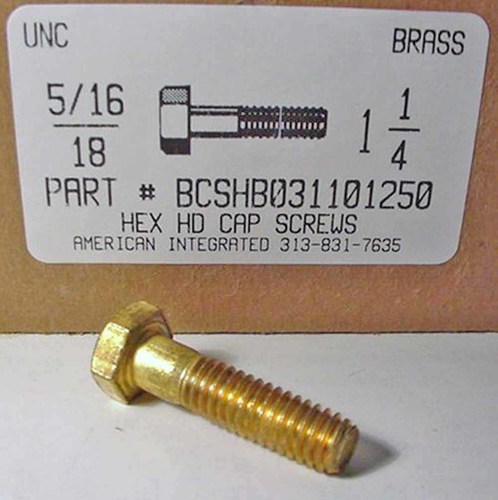 5/16-18X1-1/4 HEX HEAD CAP SCREW BRASS