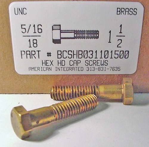 5/16-18X1-1/2 HEX HEAD CAP SCREW BRASS