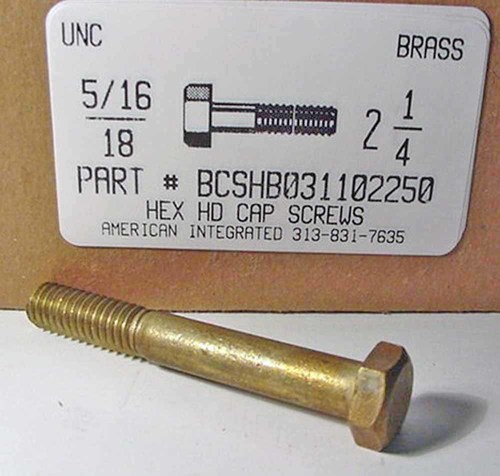 5/16-18X2-1/4 HEX HEAD CAP SCREW BRASS (DISCONTINUED)