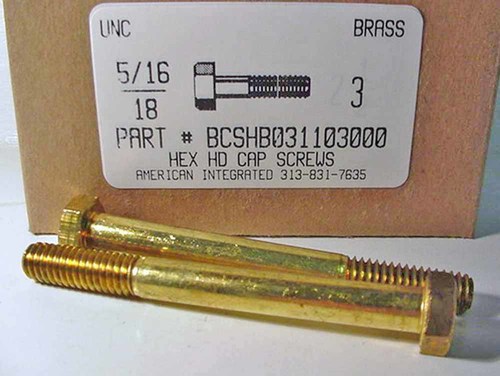 5/16-18X3 HEX HEAD CAP SCREW BRASS