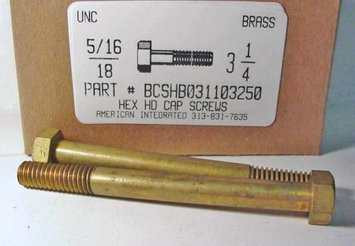 5/16-18X3-1/4 HEX HEAD CAP SCREW BRASS