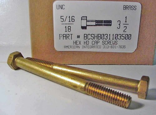 5/16-18X3-1/2 HEX HEAD CAP SCREW BRASS