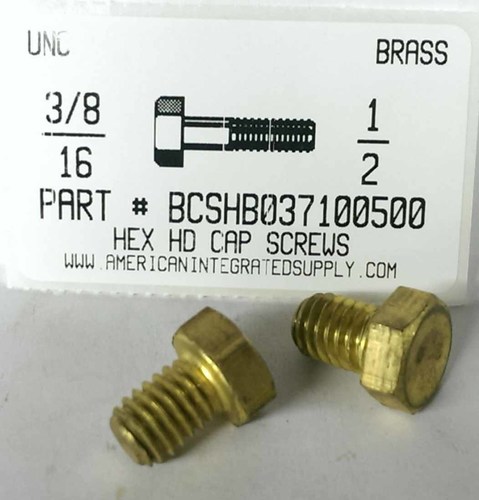 3/8-16X1/2 HEX HEAD CAP SCREW BRASS