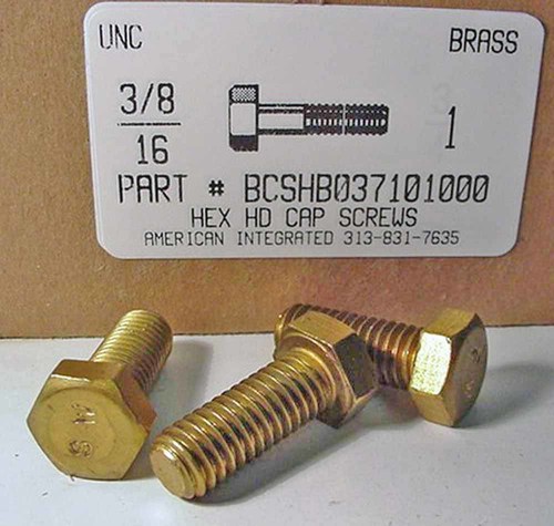 3/8-16X1 HEX HEAD CAP SCREW BRASS