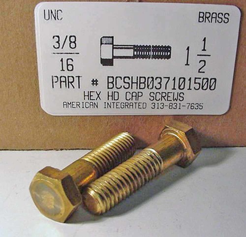 3/8-16X1-1/2 HEX HEAD CAP SCREW BRASS