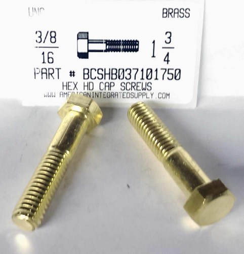 3/8-16X1-3/4 HEX HEAD CAP SCREW BRASS