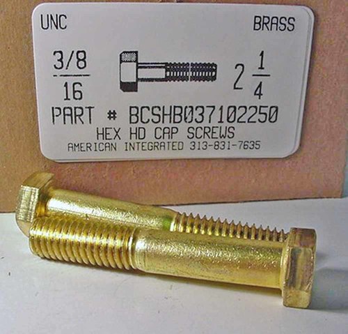 3/8-16X2-1/4 HEX HEAD CAP SCREW BRASS