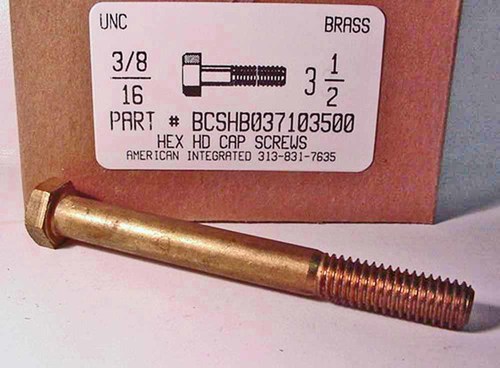 3/8-16X3-1/2 HEX HEAD CAP SCREW BRASS