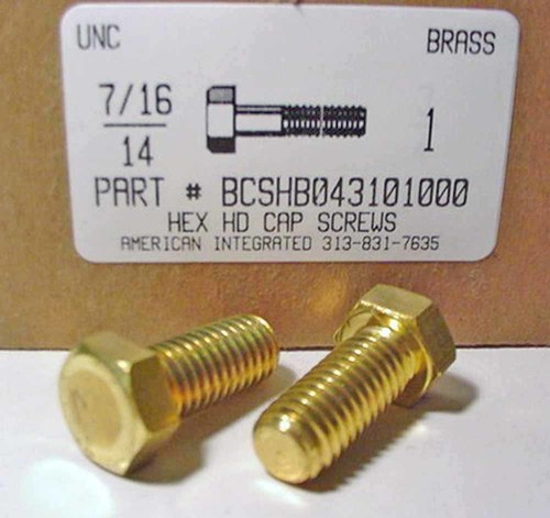 7/16-14X1 HEX HEAD CAP SCREW BRASS