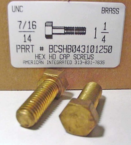 7/16-14X1-1/4 HEX HEAD CAP SCREW BRASS