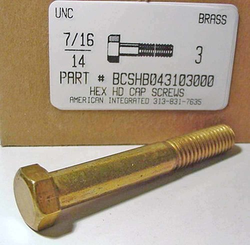 7/16-14X3 HEX HEAD CAP SCREW BRASS