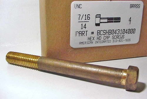 7/16-14X4 HEX HEAD CAP SCREW BRASS (DISCONTINUED)