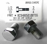 1/2-13X3/4 HEX HEAD CAP SCREW BRASS CHROME PLATED