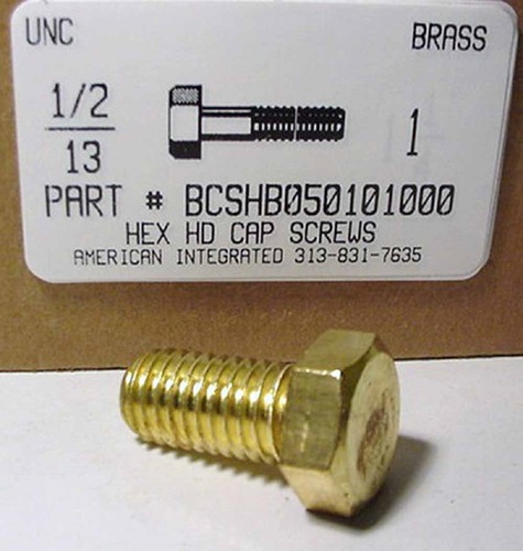 1/2-13X1 HEX HEAD CAP SCREW BRASS