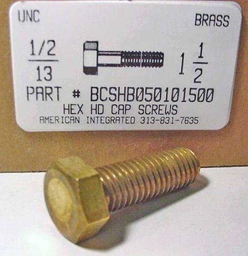 1/2-13X1-1/2 HEX HEAD CAP SCREW BRASS