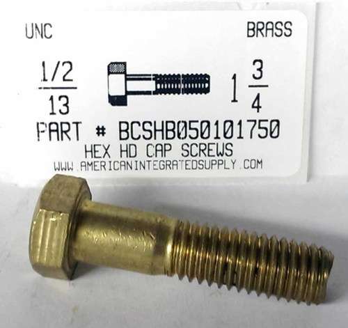 1/2-13X1-3/4 HEX HEAD CAP SCREW BRASS