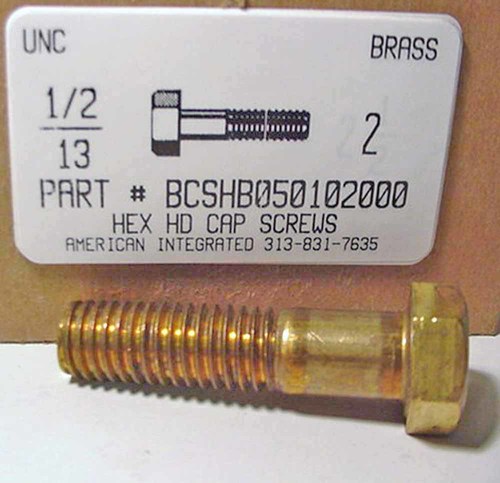 1/2-13X2 HEX HEAD CAP SCREW BRASS